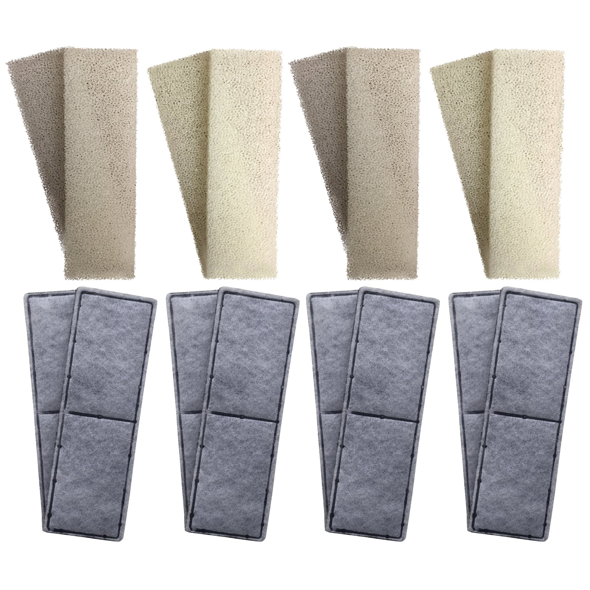 Finest-Filters 8 x Compatible Foam and 8 x Compatible Polycarbon Carbon Filter Cartridges to fit Fluval U3 Internal Filter