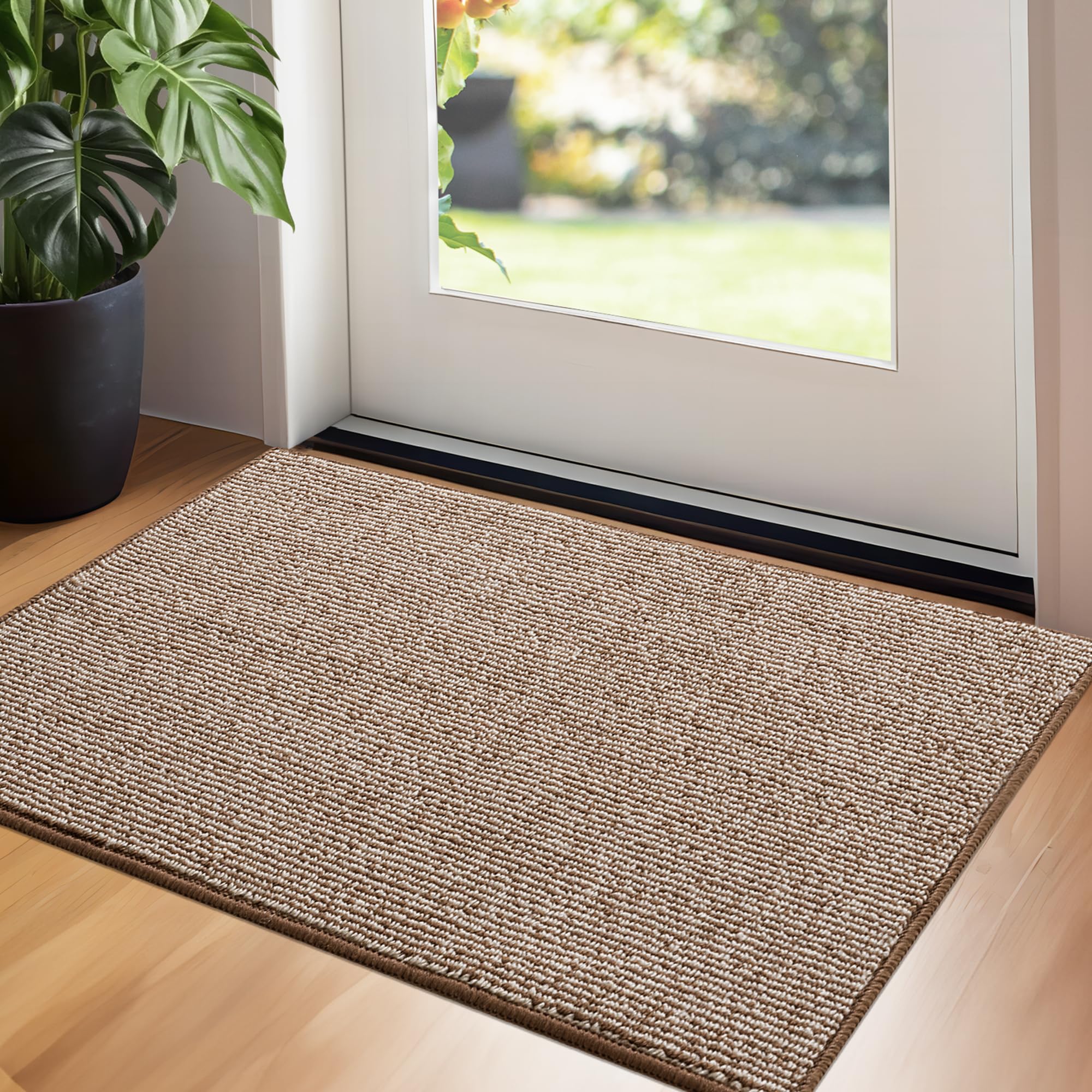 Photo 1 of GRANNY SAYS Front Door Mat Indoor Entrance, Indoor Doormat Non Slip Washable, Low Profile Outdoor Welcome Mat, 32" x 20" Resist Dirt Absorbent Door Mats for Entryway, Floor, Brown Beige