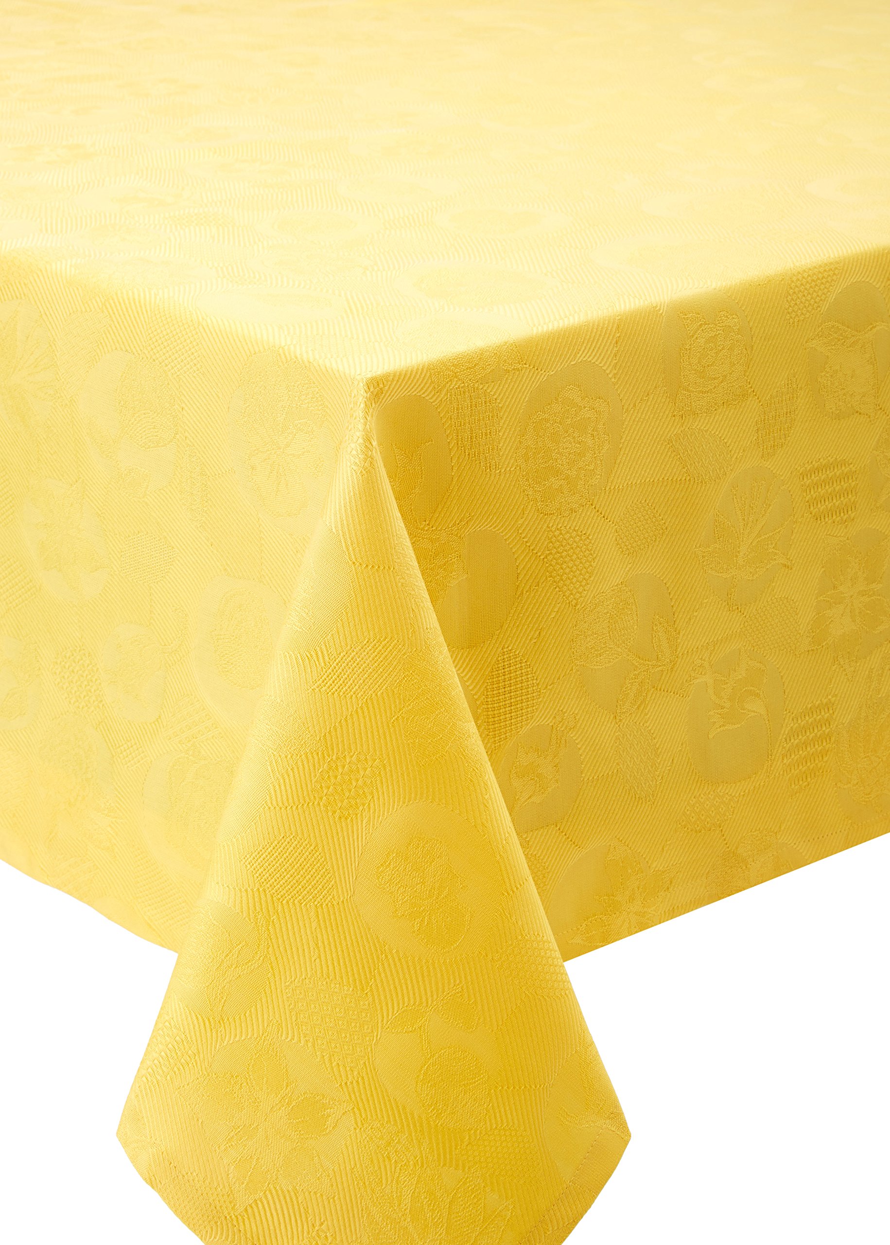 Garnier Thiebaut, Mille Pensees Soleil Woven French Tablecloth, 71" x 118", Sunny Yellow, 100 Percen