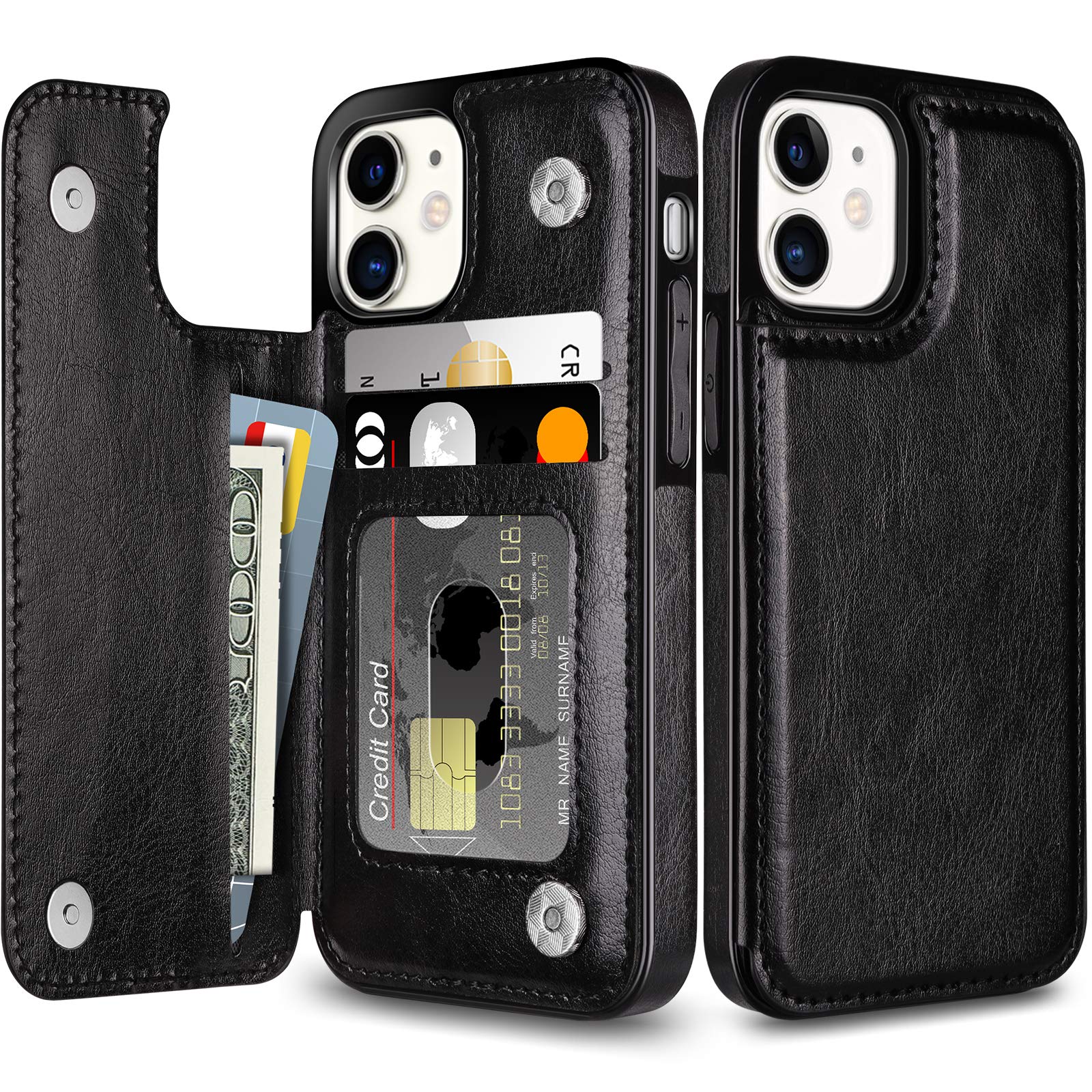 Coolden Compatible with iPhone 12 Case iPhone 12 Pro Case Wallet Case Shockproof with Card Holder Flip Folio PU Leather Magnetic Closure Protective Case Cover Compatible with iPhone 12/12 Pro (Black) — image 1