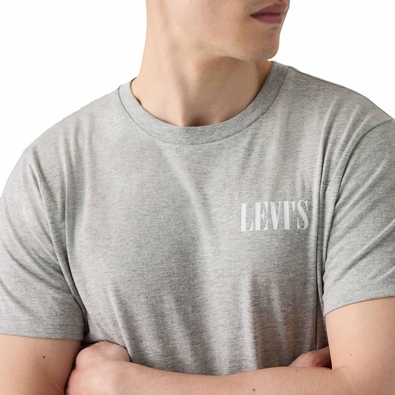 T-shirt masculina de gola redonda (1 unidade), logótipo SSNL em tom médio Heather Grey, L