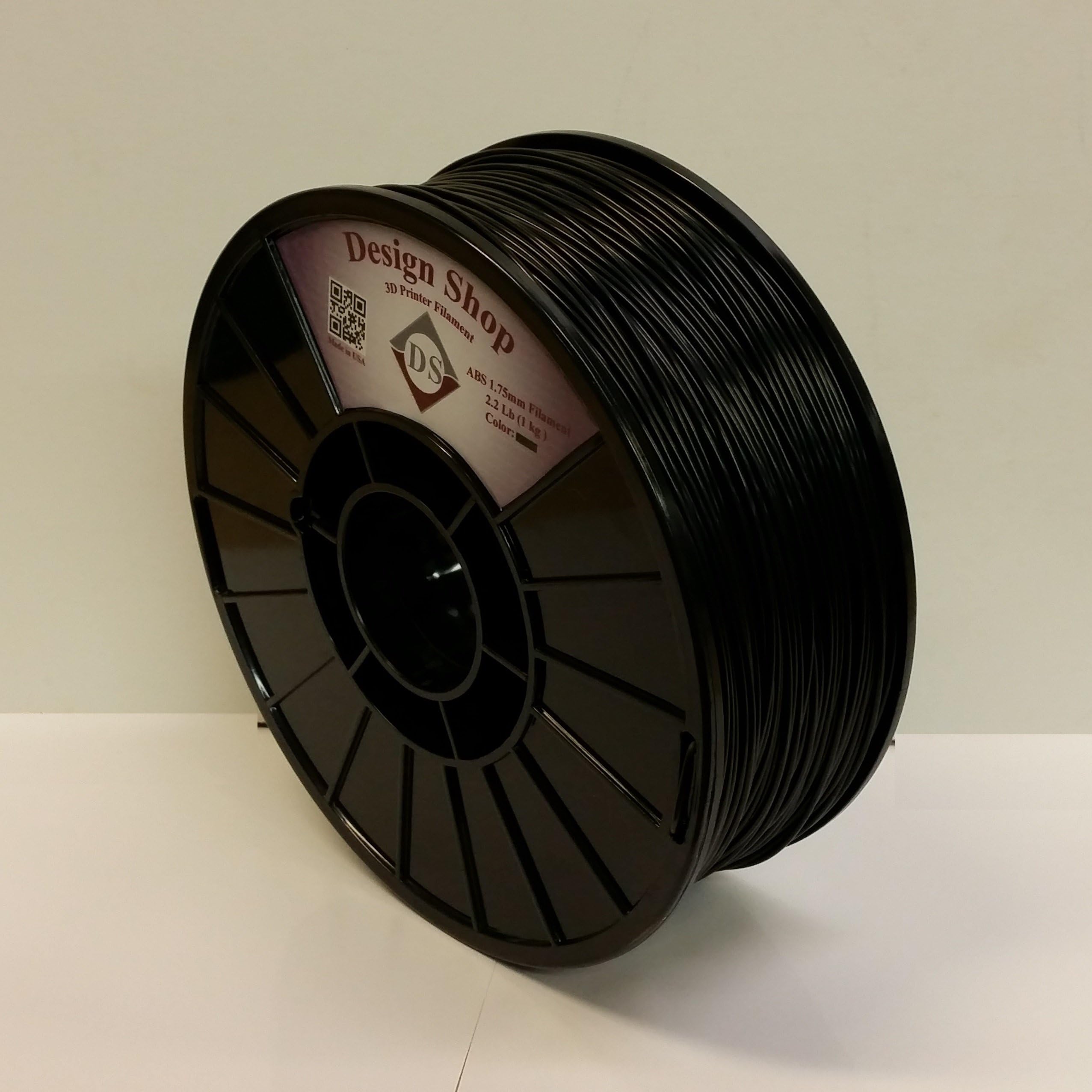 3D Printer Filament 1.75mm Black ABS - 1kg (2.2 lbs) 100% USA