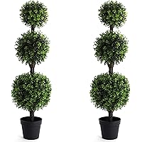 Bornbridge Artificial Boxwood Topiary Ball Tree - 4' Boxwood Ball Tree - Indoor/Outdoor Topiary Trees - Boxwood Artificial Ou