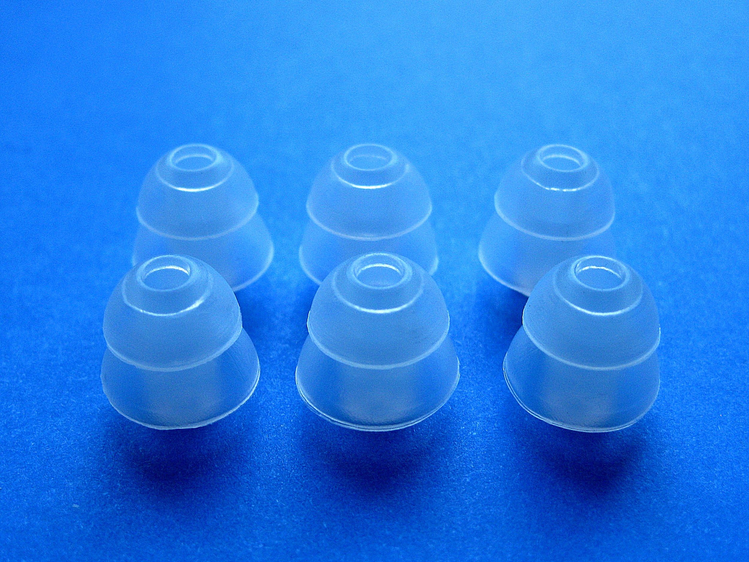 6 Small (S) Clear Double (2 Layer) Flange Earbuds Eartips Set for Shure SE110, SE115, SE210, SE315, SE420, SE425, SE530 PTH, SE535 In-Ear Stereo Earphones Headset