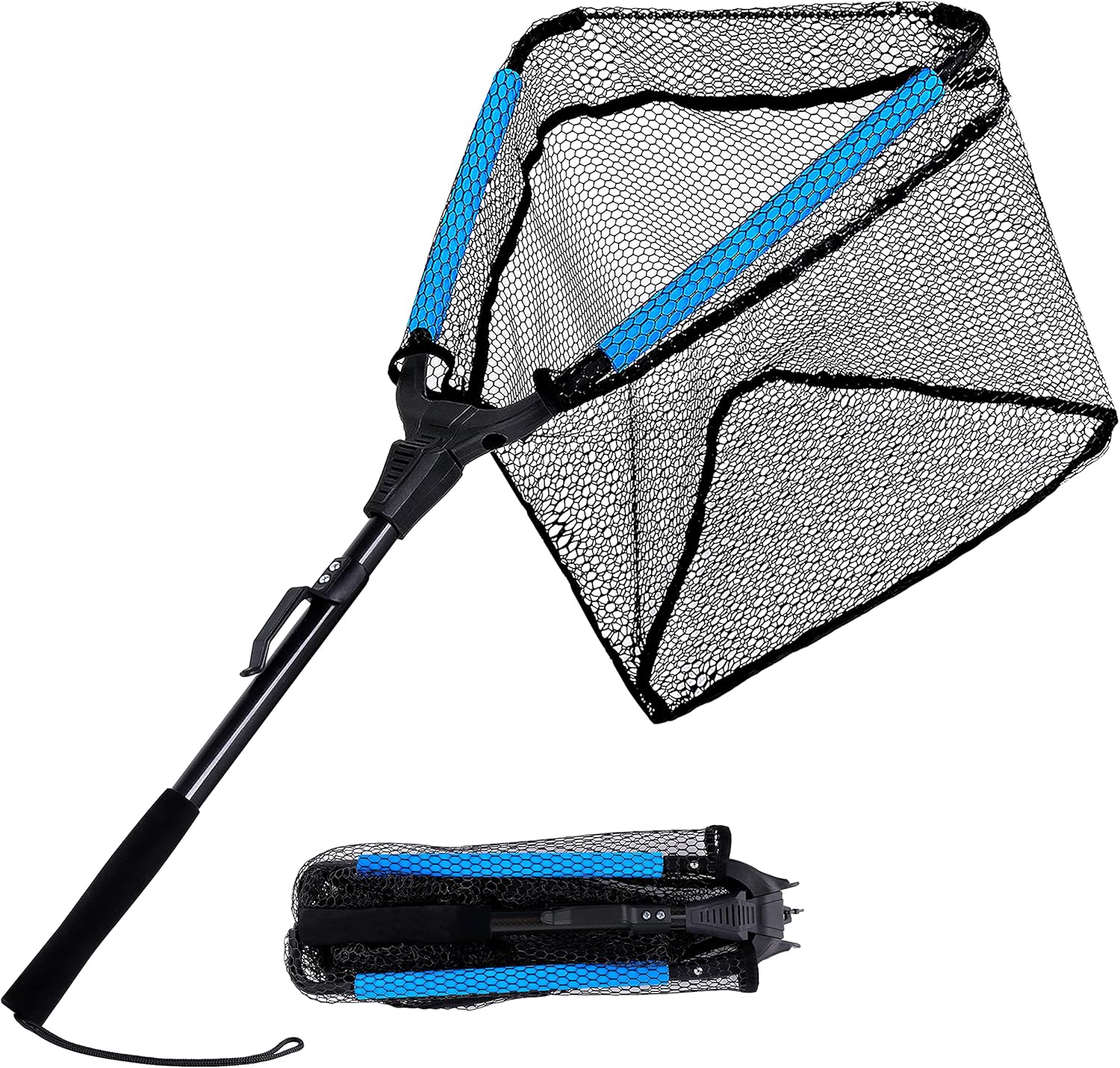 PLUSINNO Fishing Net, Floating Rubber Coated Landing Net - Easy Catch Release, Foldable Fishing Net for Easy Transport Storage for Bass Trout Catfish Pike Salmon Fly Kayak Fishing : Sports & Outdoors