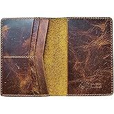 Leather Passport Holder for Men and Women - Handmade Vintage Travel Wallet - Mens Passport Case with Card Organizer - Genuine Leather Passport Cover - 4 Card Slots (Style B)