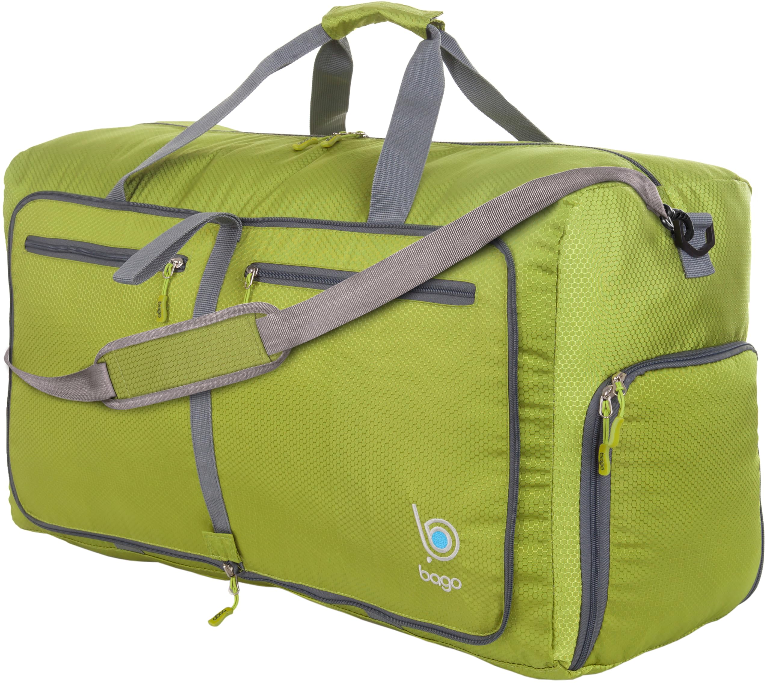 bago Holdall Bags for Men & Women - 60L Spacious Holdall Bag with Shoe Compartment - Save Time & Travel The World in Style & Convenience - Durable, Lightweight & Foldable Duffle Bag (Green)