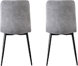 mcc direct Set of 4 Faux Matte Suede Dining Chairs with Metal Legs – Light Grey view 7