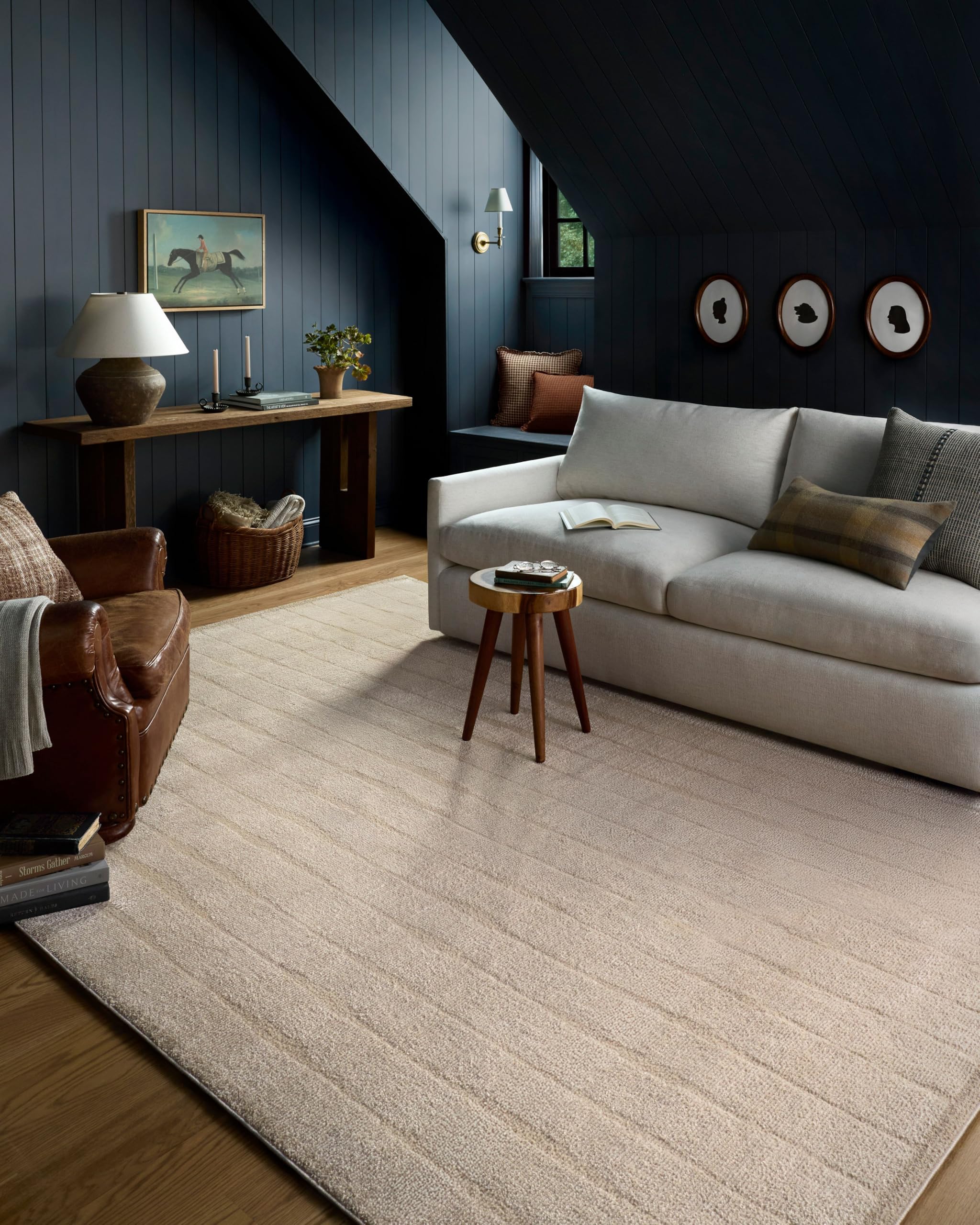 Photo 1 of Loloi Chris Loves Julia Calvin Collection CLV-02 Ivory/Oatmeal 11'-6" x 15'-7" Area Rug Checkered Neutral Soft Living Room Bedroom Carpet