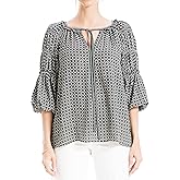 Max Studio Womens Crepe Blouse with Neck Tie Detail