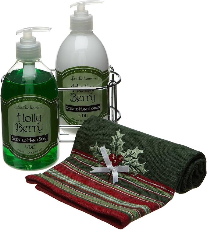 DII Holiday Holly Berry Soap/Lotion Set with Two