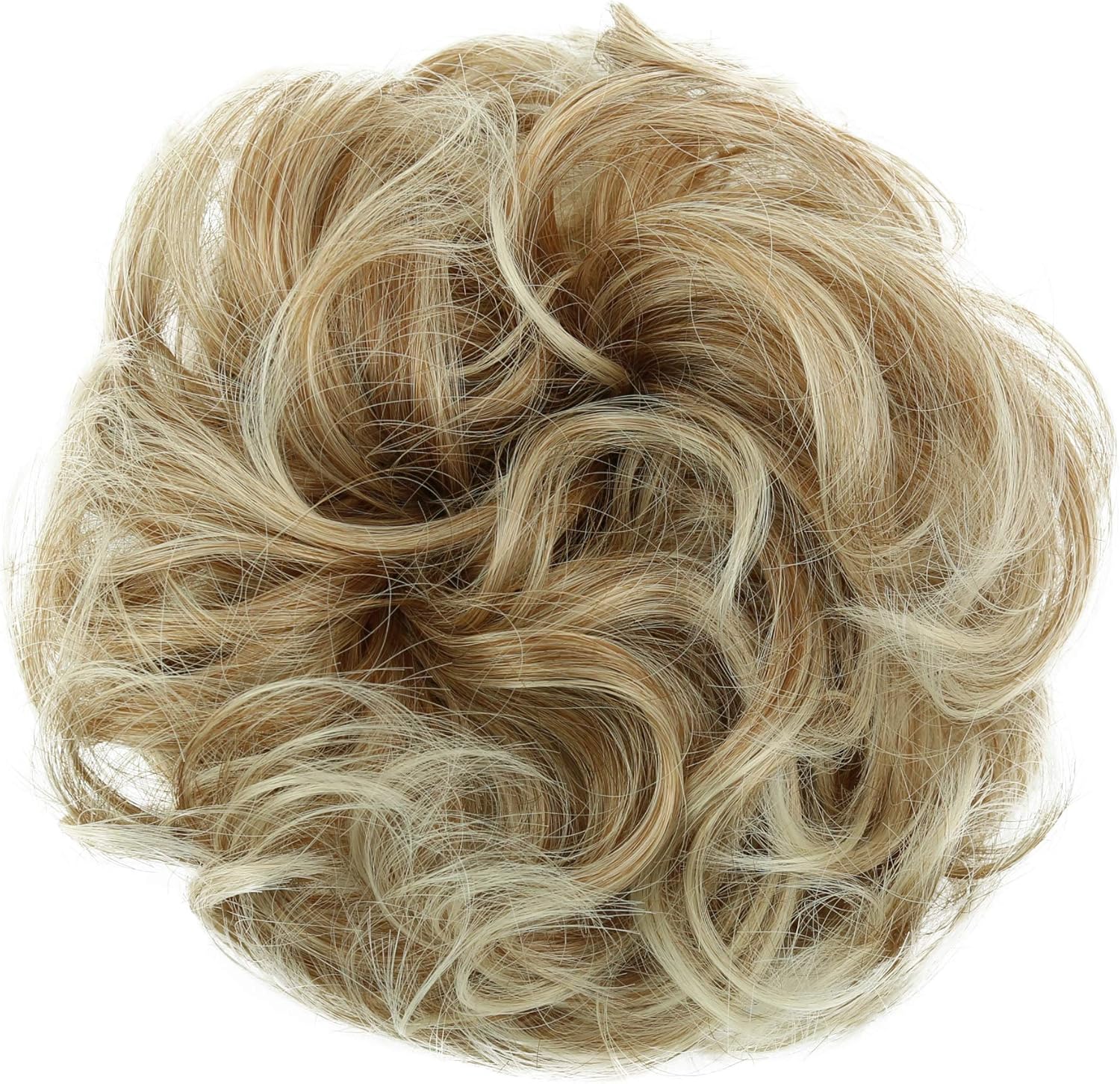 CAISHA Large Hairpiece Scrunchy Instant Updo Curly Messy Bun Blond Mix G7E, blond mix #27T613 G7E, 15 cm x 6 cm - Image 5