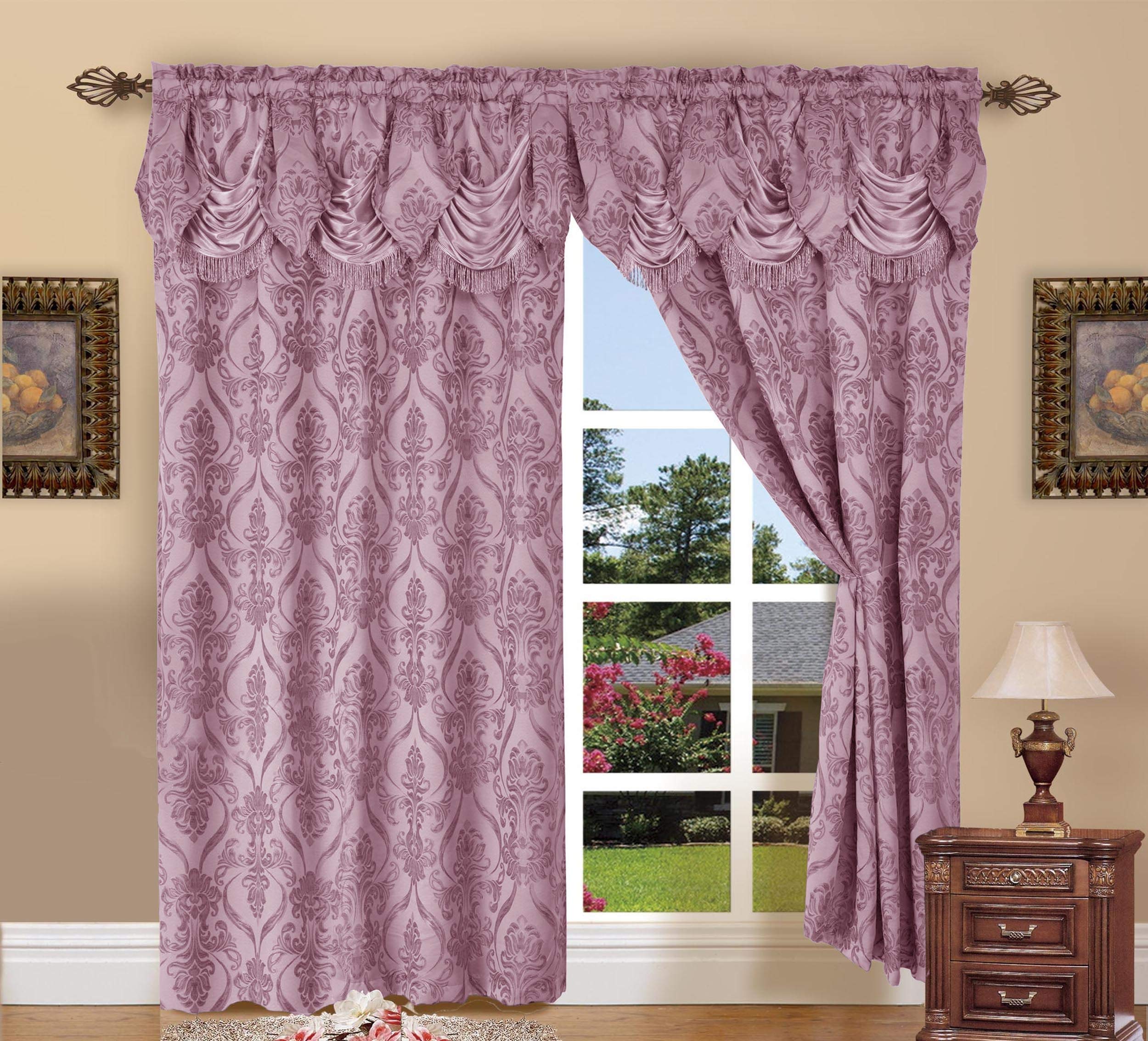 Elegant Comfort Penelopie Jacquard Look Curtain Panels, 54 by 84-Inch, Purple, Set of 2 — image 1