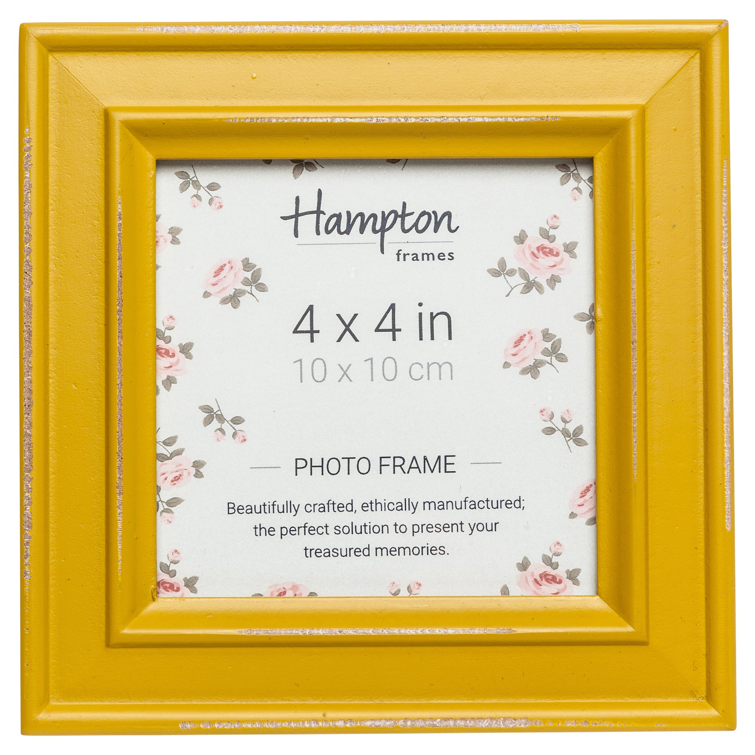 Hampton Frames PALOMA Distressed Square Picture Photo Frame Mustard Yellow 4x4 (10x10cm) PAL301944M