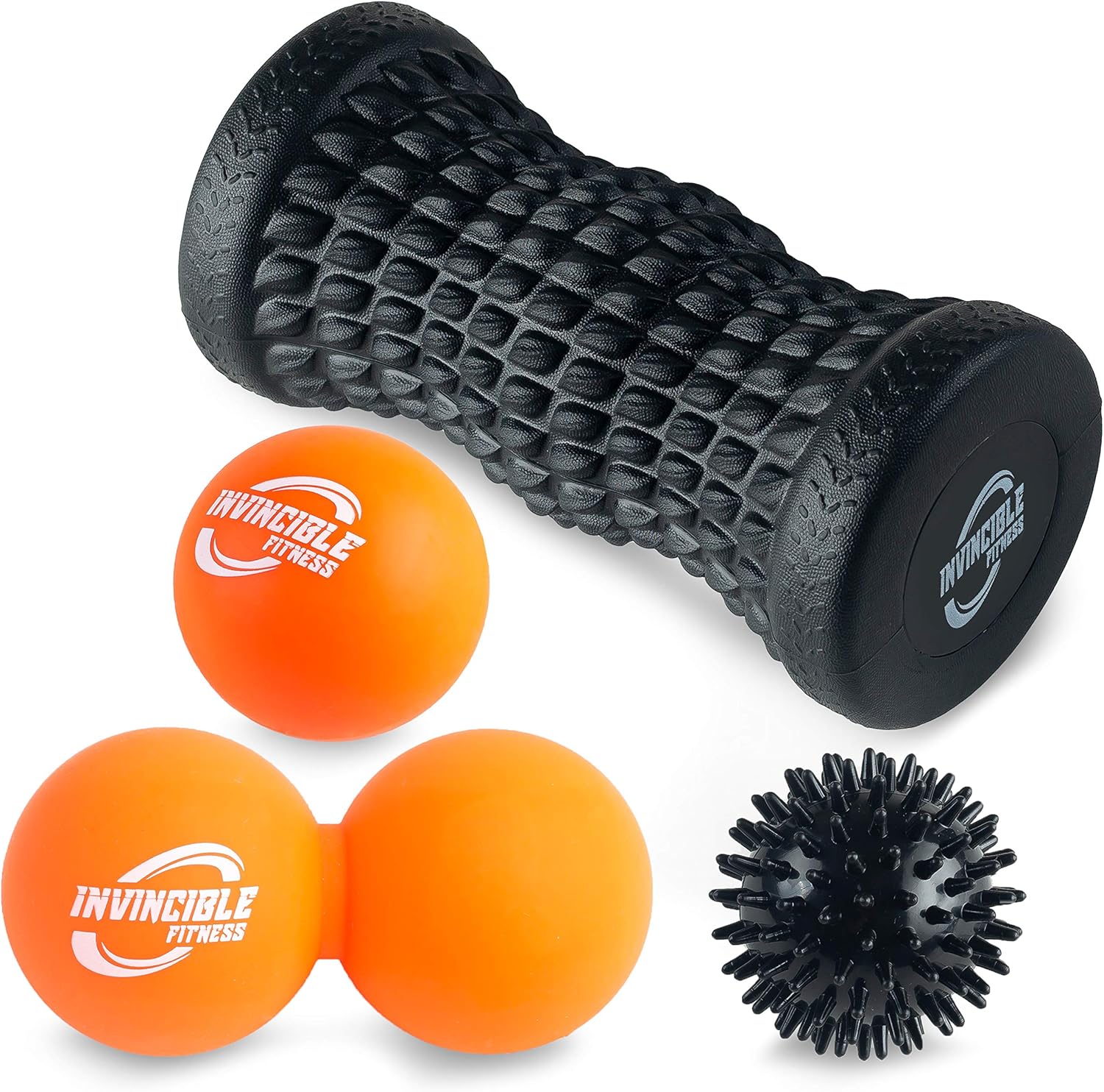 Invincible Fitness Therapy Foot Roller Set, Lacrosse Trigger Point Ball, Double Peanut Lacrosse Massager, Spiky Massage Ball, for Self-Myofascial Release, Deep Tissue, Plantar Fasciitis, Reflexology: Sports & Outdoors