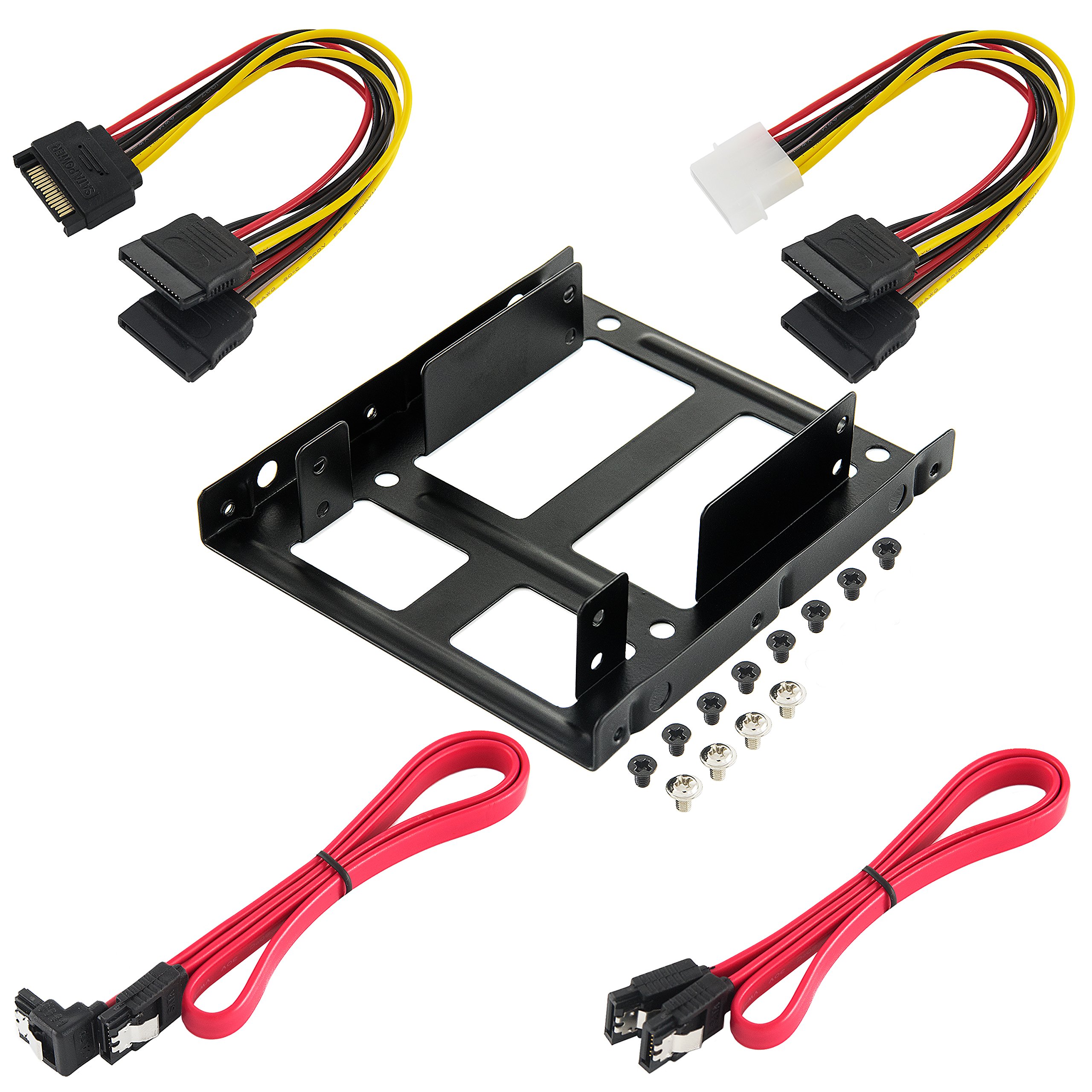 Poppstar mounting bracket for SSD HDD hard drive 2.5 " to 3.5" hard drive frame for 1 or 2 SSDs incl. 2x Sata data cable, 2x power cable, screws