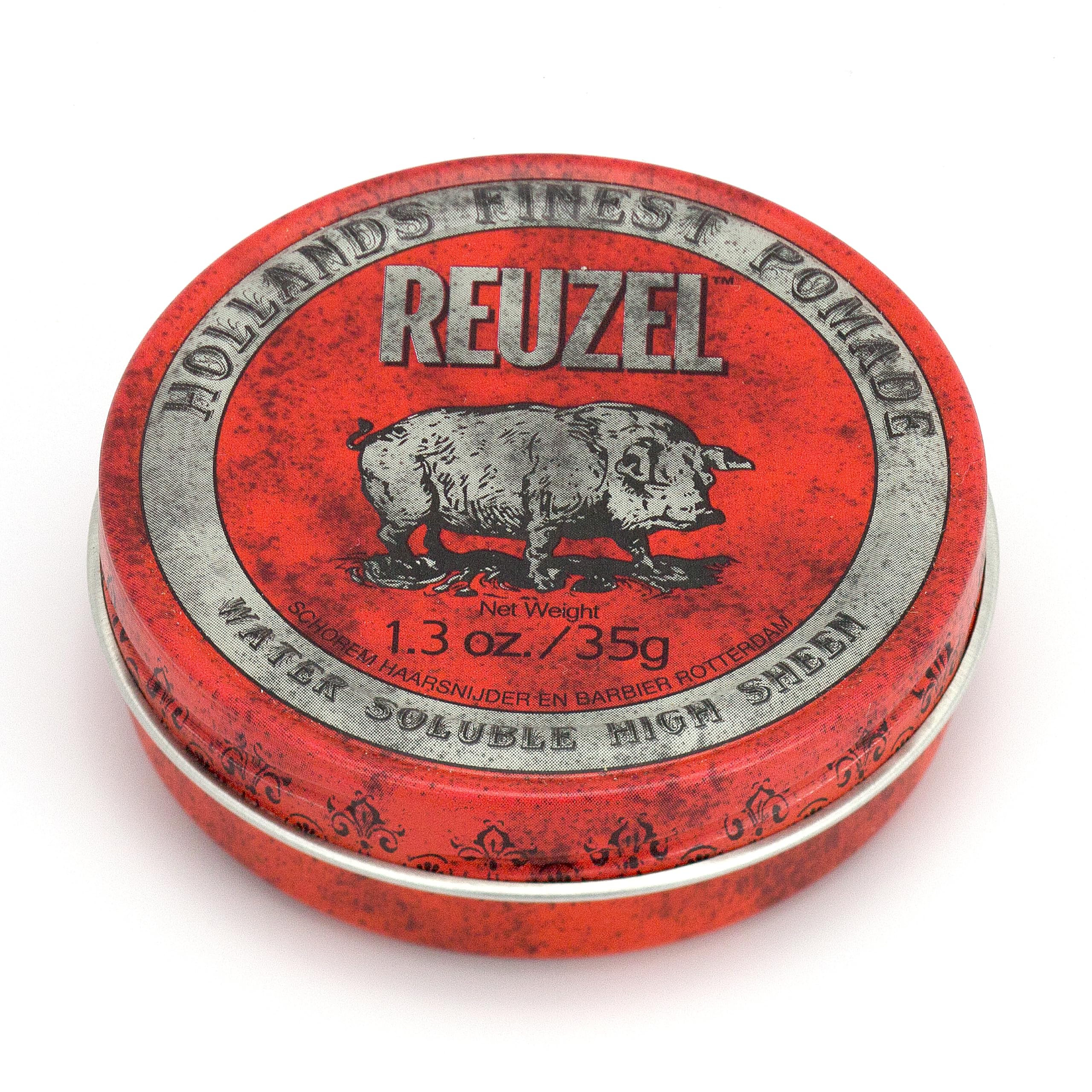 Reuzel Red Water Soluble High Sheen Pomade - No Dry Formula - Keeps High Shine and Strong Hold All Day without Flaking - Easy Rinse Out - Subtle Vanilla Cola Fragrance - Vegan Formula - 35 g