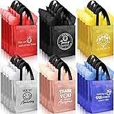 Kolldenn 24 Pcs Thank You Gift Bags Employee Appreciation Gifts Bags with Tissue Paper Bulk Reusable Non Woven 10 x 8 x 4 Inch Tote for Employee Coworker Teacher Valentine`S Day(Stylish Color)