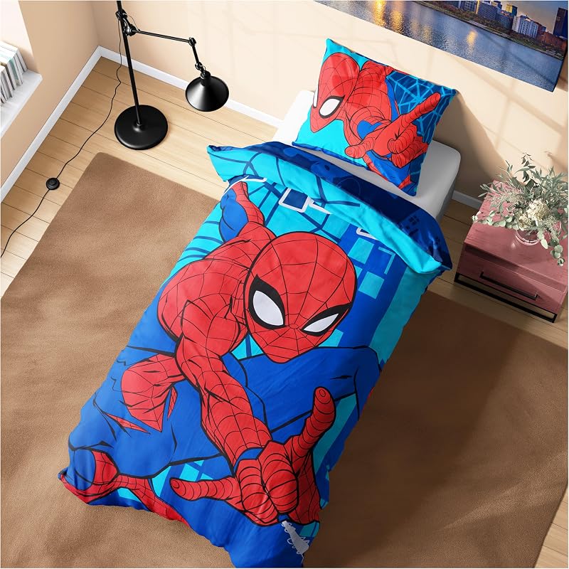 Marvel Spiderman Duvet Cover Set Single Bedding Kids Teens Blue