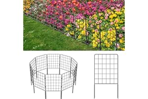 Skcoipsra Decorative Garden Fence 10 Pack, 24in(H) x 10ft(L) Animal Barrier Fence, Rustproof Metal Fencing for Yard, Dog Rabbits Wire Section Garden Edging Border for Yard Patio Garden, Grid