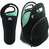 Nordic By Nature Neoprene Lunch Bag For Women, Men & Kids Extra Thick Insulated Neoprene Lunch Tote With Water Bottle Sleeve Durable Reusable Machine Washable Extra Pocket YKK Zippers (Turquoise)