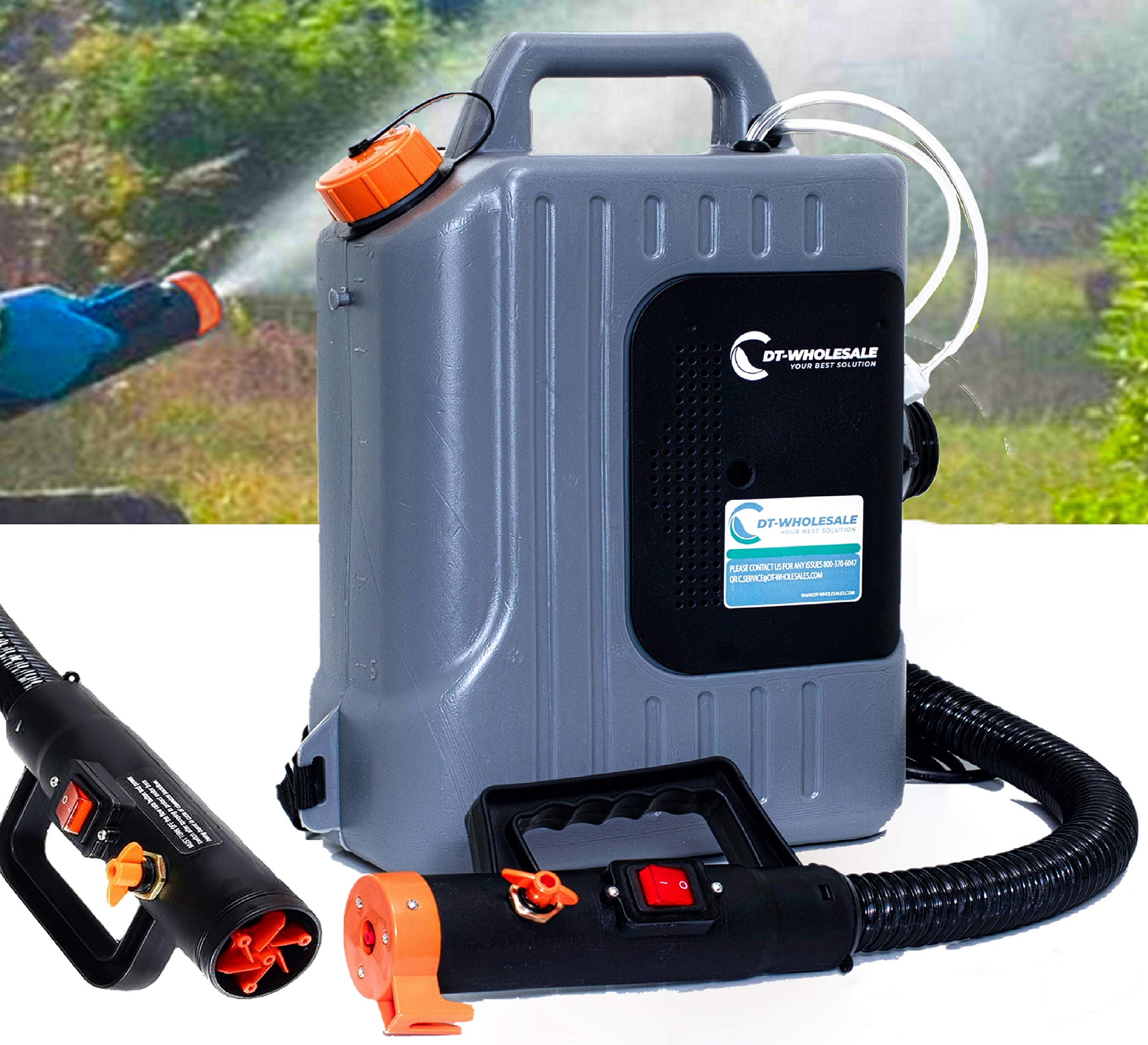 Disinfectant Fogger Machine 2.64GAL Electric Backpack Mist Blower Duster ULV Sprayer Adjustable Particle Size0-50?m/Mm Extended Commercial Hose & Spray Nozzle for Mosquito Insect Control Yard & Indoor