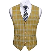 HISDERN Men’s Suit Vest Waistcoat with 3 Pockets Slim Fit for Business Formal Wedding Prom and Casual Tuxedo Wear