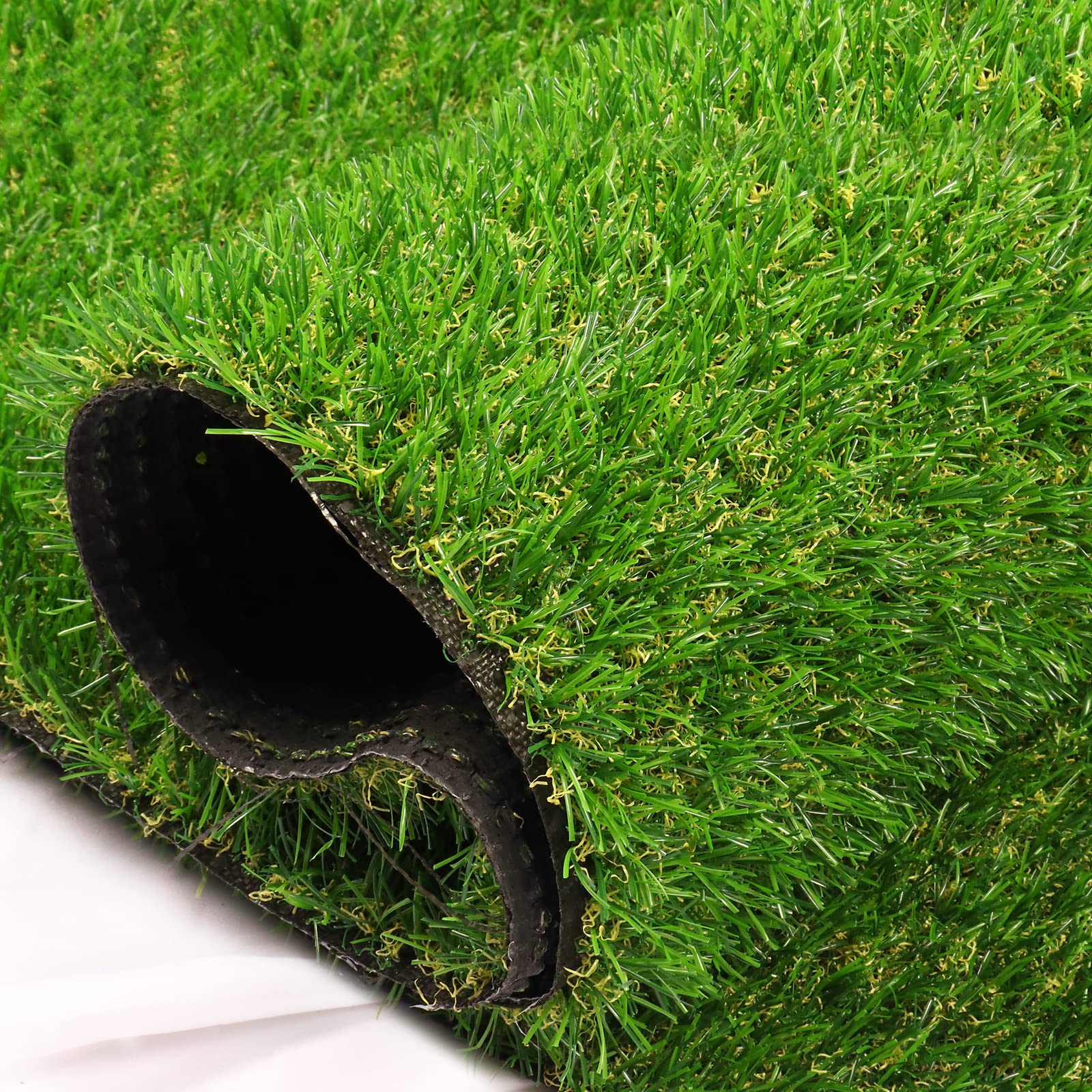 Photo 1 of ** USED** Green Artificial Grass 4FT 11in x 8 FT, Heyroll 0.8" Fake Grass Turf Mat, Indoor Outdoor Artificial Lawn Rug, Dogs Pet Synthetic Grass Carpet for Landscape Garden Backyard Patio,Customized