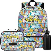 Get Trend Pokemon Boys Backpack 4 Piece Set | 18 In Bookbag with Insulated Lunch Bag, Zipped Pencil Case &amp; BPA-Free Water Bottle, Adjustable Padded Straps, Gifts for Boys