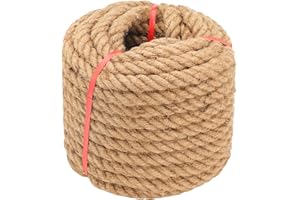 FRTZAL Jute Rope (1 in X 100 ft), 25mm Thick Twisted Manila Ropes,Tug of War Rope,Thick Rope Natural Heavy Duty Hemp Rope for Swing Bed, Crafts, Railing, Tug of War, Home Decorating (25mm, 100FT)