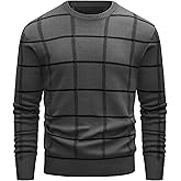 MAGCOMSEN Men's Crewneck Sweaters Cotton Lightweight Plaid Pullover Sweater Warm Casual Fall Winter Sweatshirts