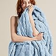 Bedsure Sea Blue Fleece Blanket for Couch - Super Soft Cozy Blankets for Women, Cute Small Throws for Girls, 50x60 Inches