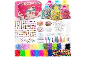 Sundaymot 18000+ Rubber Loom Bands Kit, Loom Bracelet Making Kit for Girl, with Canvas Bag, Charms Beads, DIY Art Craft Set, Rubber Band Bracelet Kit Creative Birthday Gifts for Girls and Boys