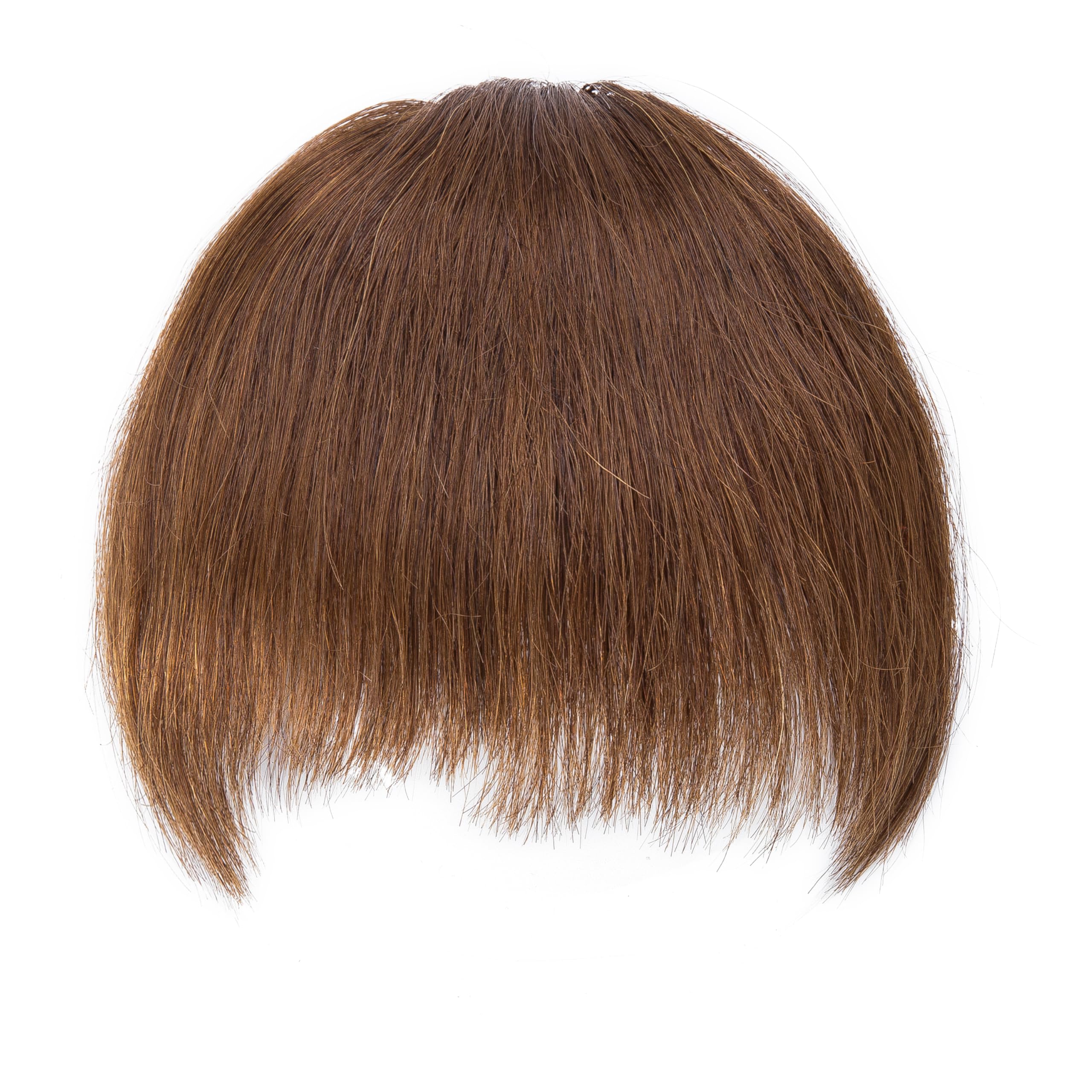 BUYOGET Clip in Fringe 100% Human Hair Pieces Medium Brown Fringe Clip in Hair Choppy Clip on Bangs