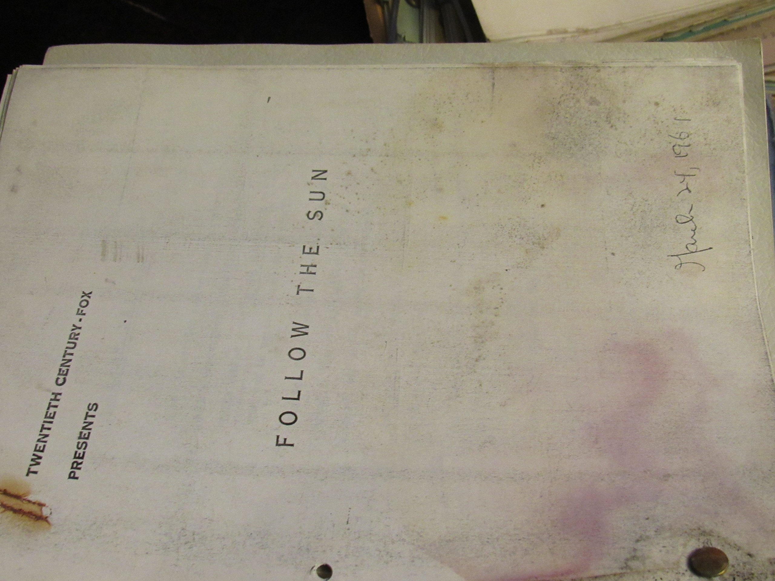 Follow The Sun Tv Series Production Pitch Set Of Notes March 24 1961 Barry Coe Brett Halsey Jay Lanin Amazon Com Books