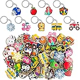 Jongdari 20pcs Cute Keychains for Girls Boys, Random Different Cartoon Assorted Mini Funny Backpack Key Chain Charms Bulk, Classroom Prizes Gifts for Students