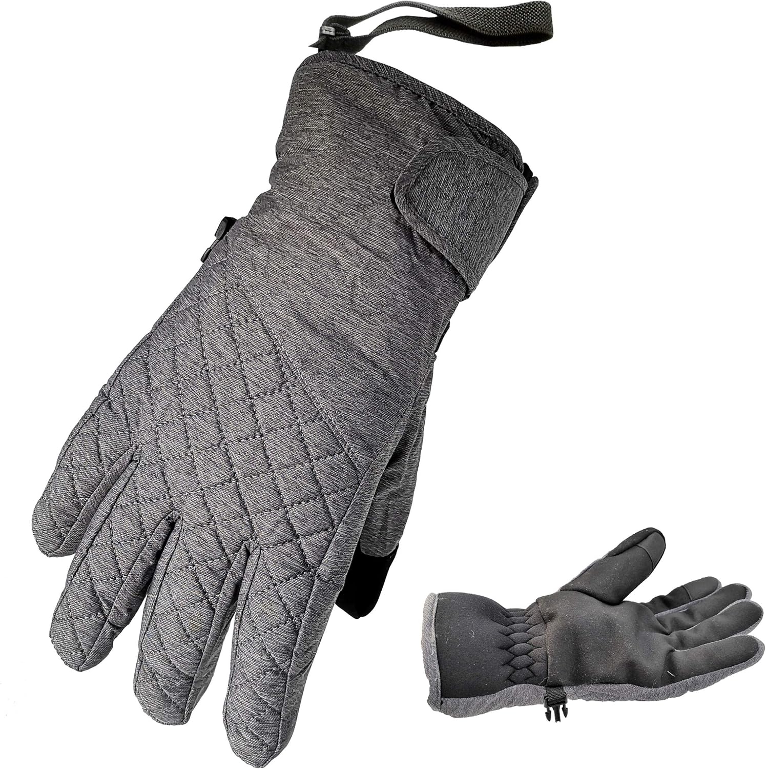 HIGHCAMP Winter Ski Snow Mittens for Women - Warm Waterproof Gloves with Drawstring for Cold Weather - Snowboarding, Skiing, Shoveling & More Outdoor Sports : Clothing