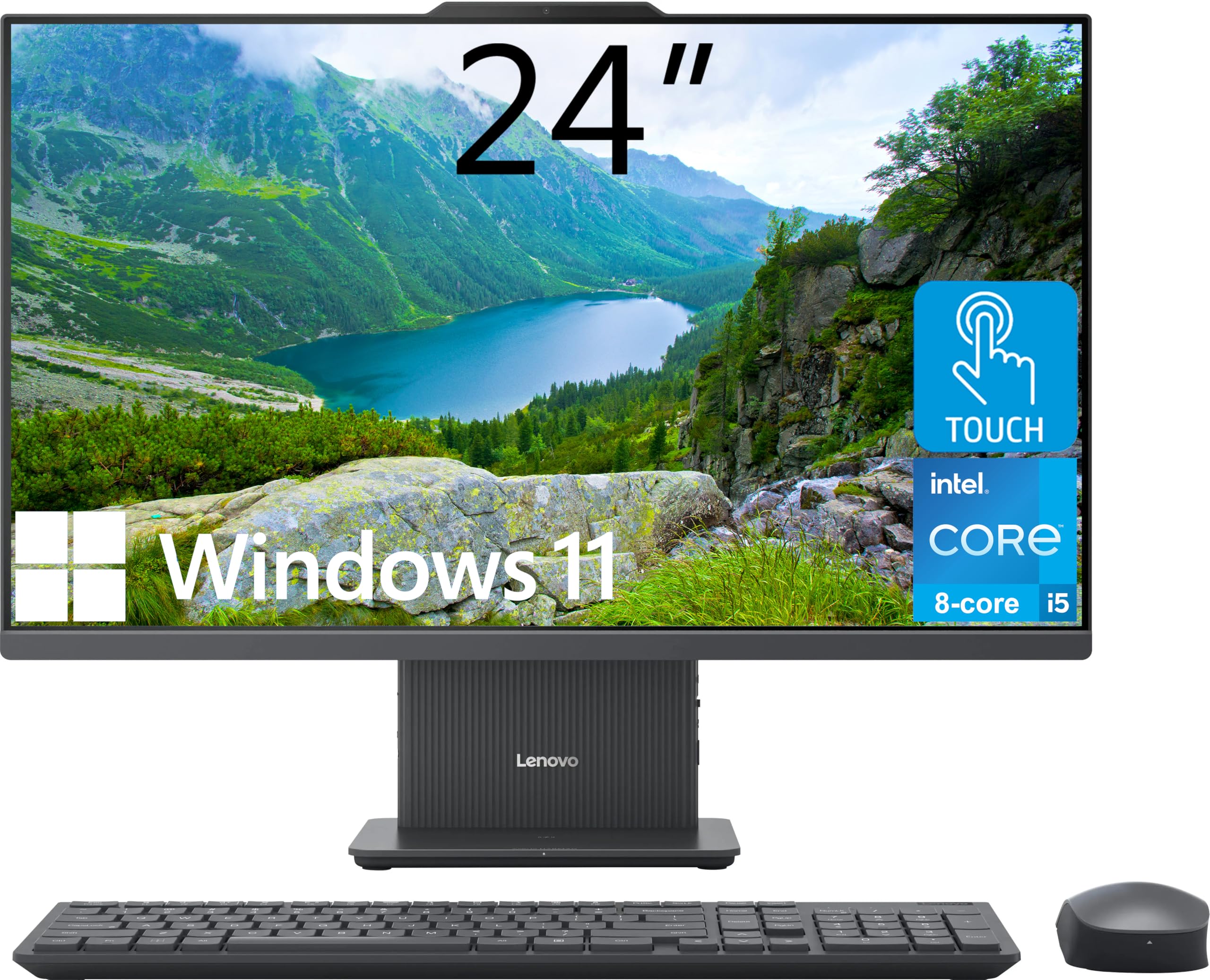 Lenovo IdeaCentre All-in-One Desktop Computer, 24" FHD Touchscreen, 8-core Intel Core i5-13420H Processor, 16GB DDR5, 512GB SSD, Wi-Fi 6, HDMI in&Out, Wireless KB&Mouse, Windows 11 Home
