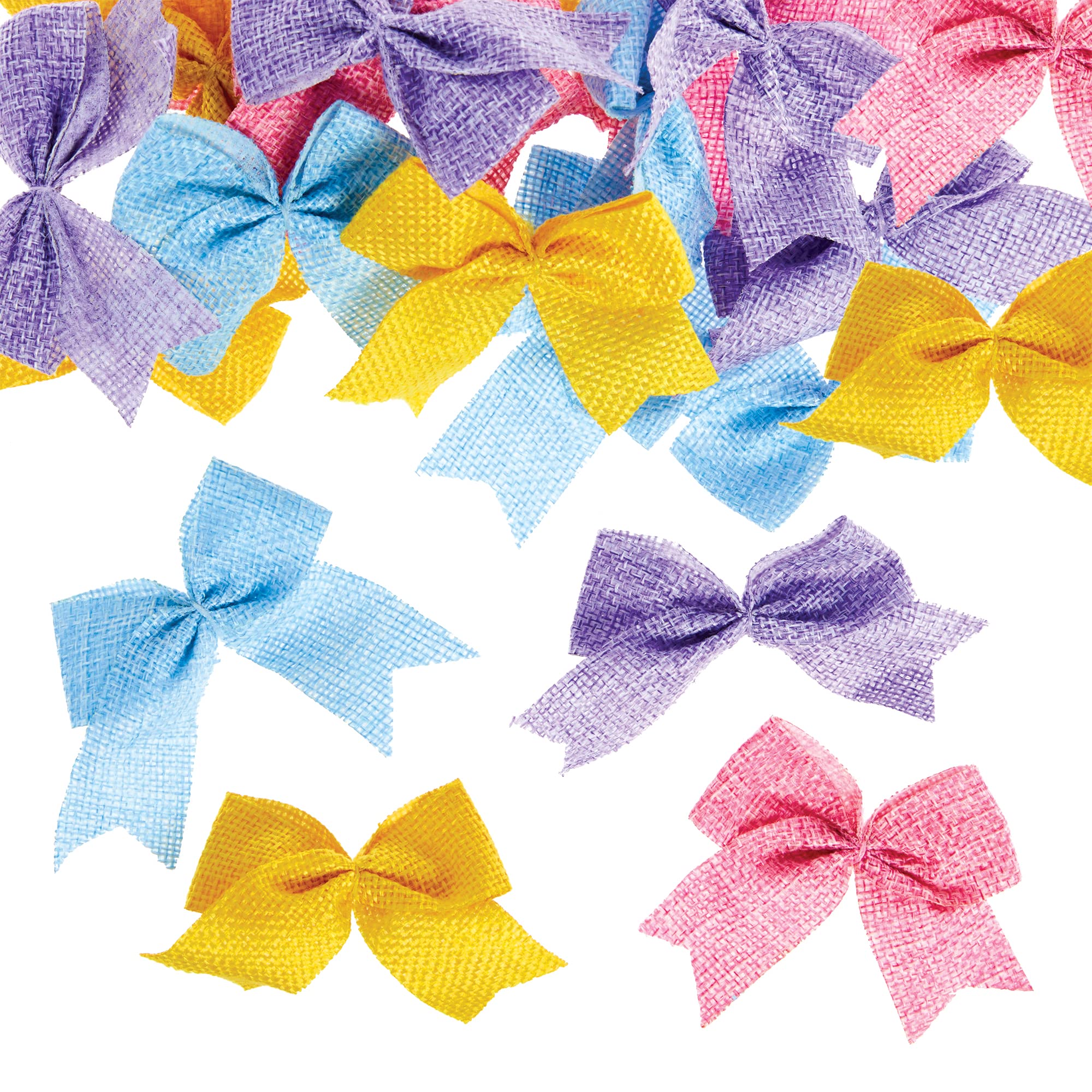 Baker Ross FX493 Pastel Burlap Bows - Pack of 24, Craft Bows for Arts and Crafts