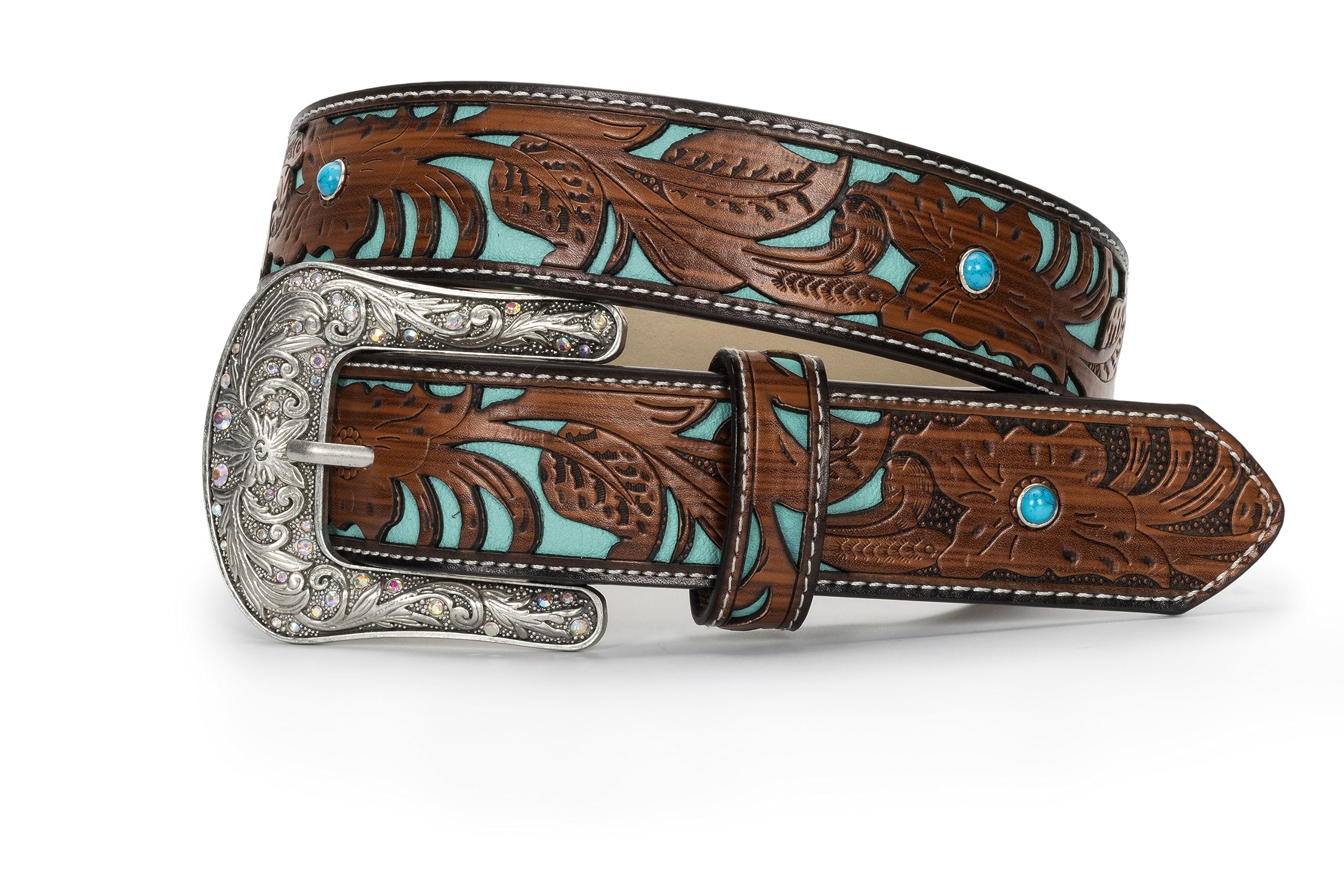 New - American Western Cowboy Cowgirl HORSE Turquoise Belt Buckle Boho Silver Turquoise Western Belt Buckle main image 4