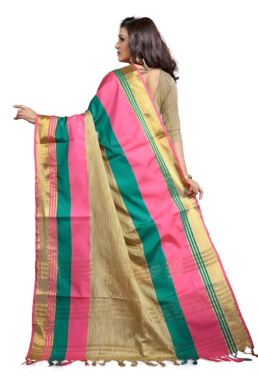 ruchika fashion women's cotton silk saree with blouse piece material