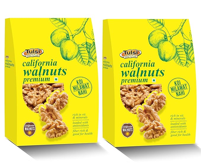 Tulsi California Walnuts Kernels Premium Vacuum Pack 400gm (200gm x 2)