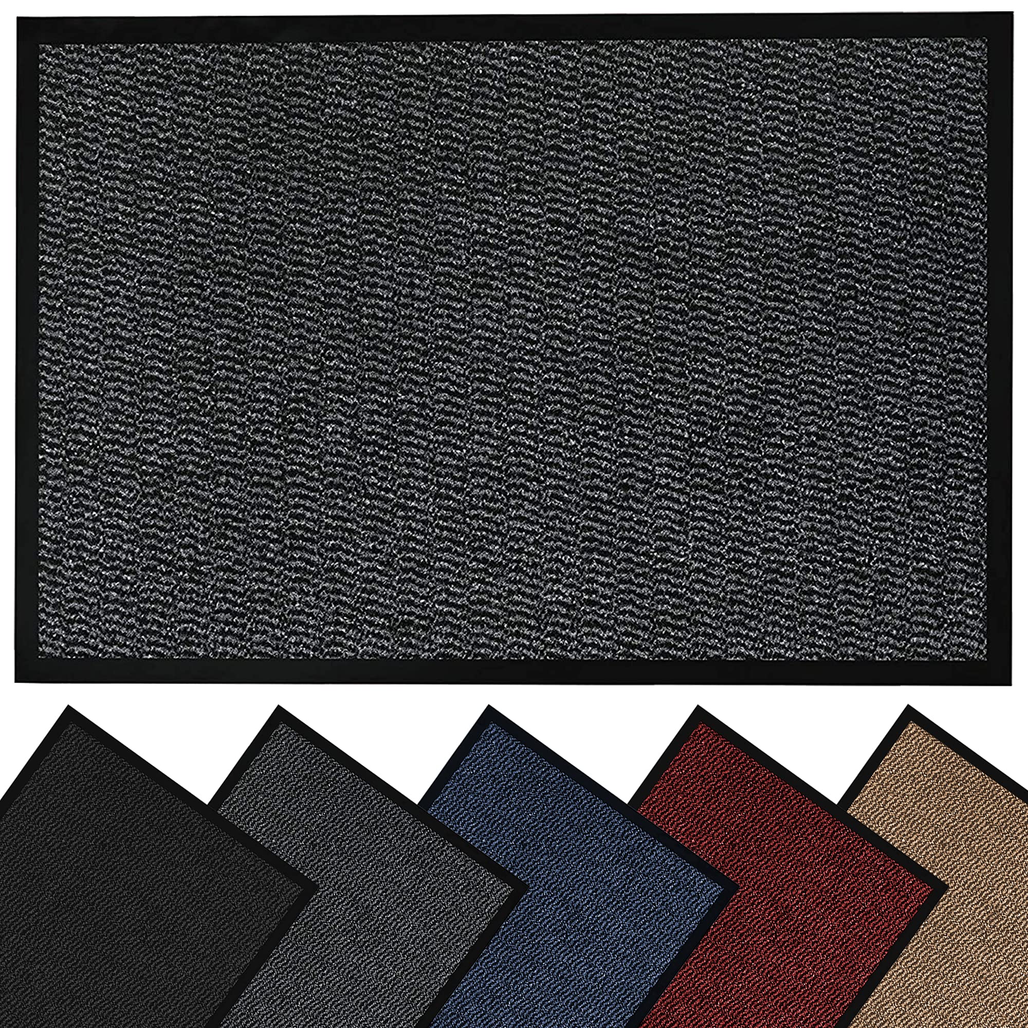 HOUSEGADS Door Mats Indoor And Outdoor Rugs - Anti-Slip Door Mat Carpet - Non Slip Outdoor Rubber Mat - Washable Indoor Floor Mats - Kitchen Mat Non Slip Rugs (Gray, 90 X 150)