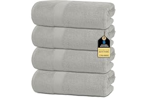 ZUPERIA Premium Bath Towels 100% Cotton - 27 x 54 Inches (Pack of 4, Cloud Grey) - Towels for Bathroom - Super Absorbent, Perfect Bathroom Towel for Daily Use