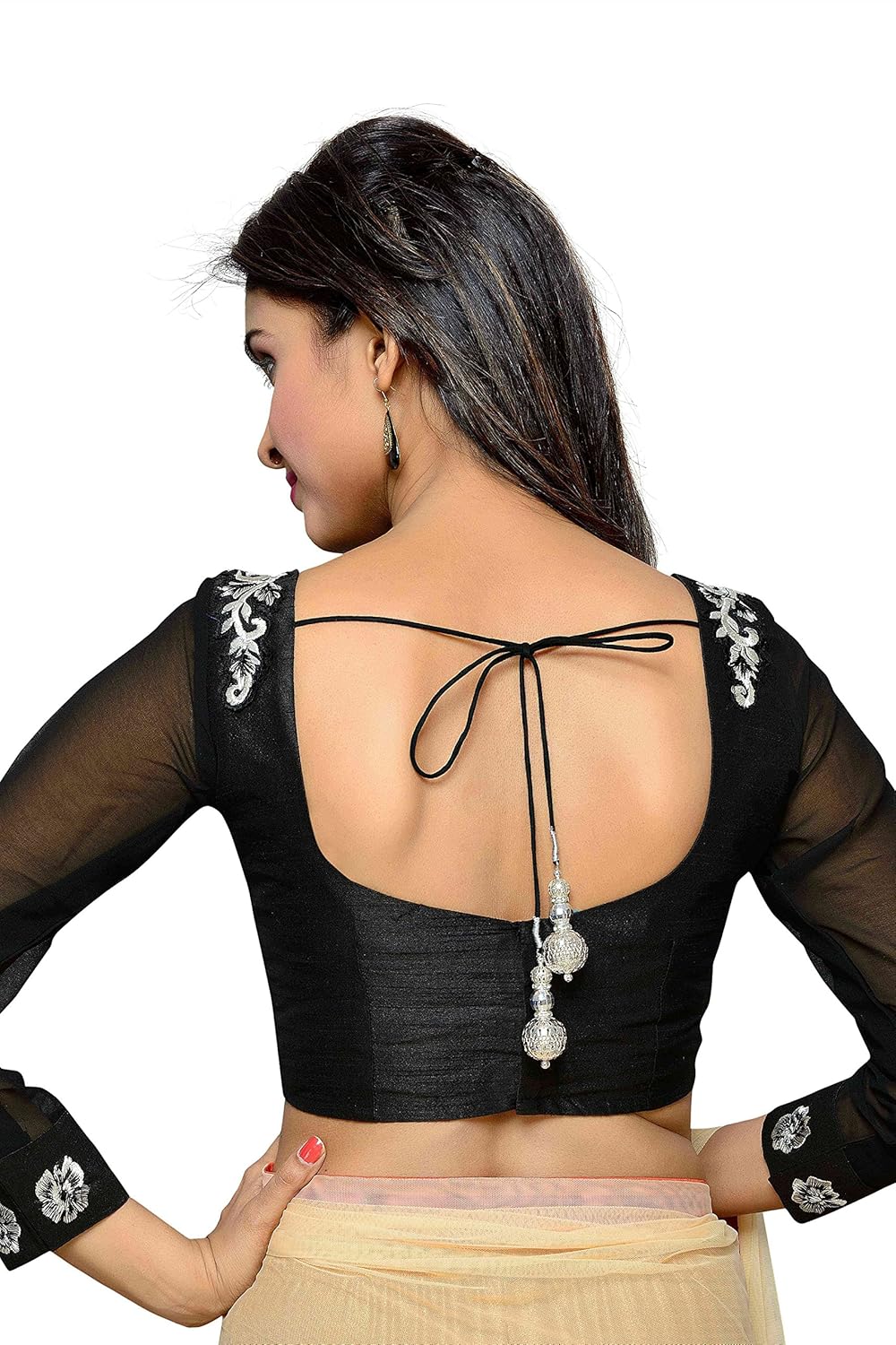 studio shringaar polyester solid black designer blouse
