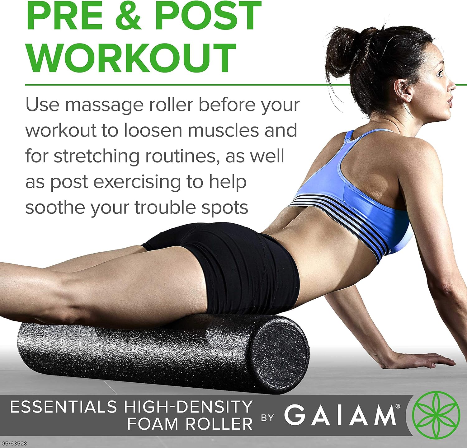 Gaiam Essentials Foam Roller, High Density Firm Deep Tissue Muscle Massager for Back Pain & Sore Muscles, 36 Inch, Black: Sports & Outdoors