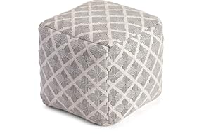 Anji Mountain 100% Handmade & Handcrafted Comfortable Home Décor Pouf Ottoman Footrest for Living Room, Bedroom, Nursery, Kidsroom, Patio Furniture - (20" x 20" x 20"- Black,Ivory)