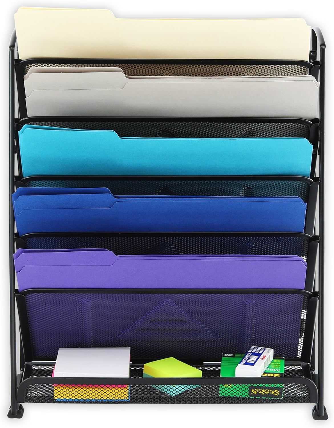 SimpleHouseware 6 Tier Wall Mount Document Letter Tray Organizer, Black : Office Products