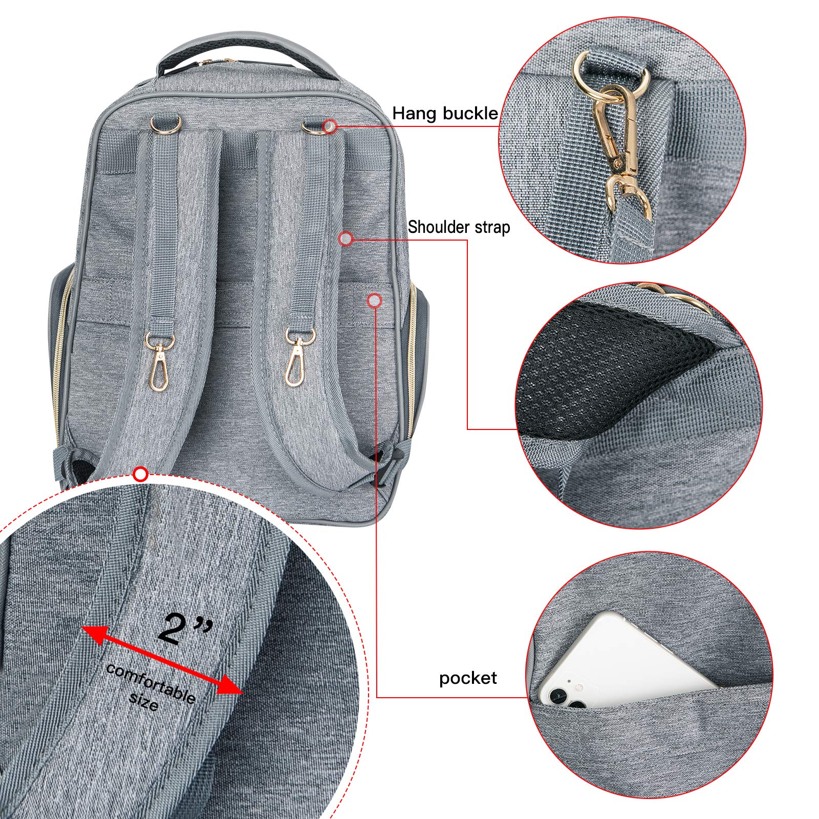 MOMIGO Breast Pump Backpack Diaper Bag - Multi-Function Mommy Outdoor Working Backpack with Insulation Pocket