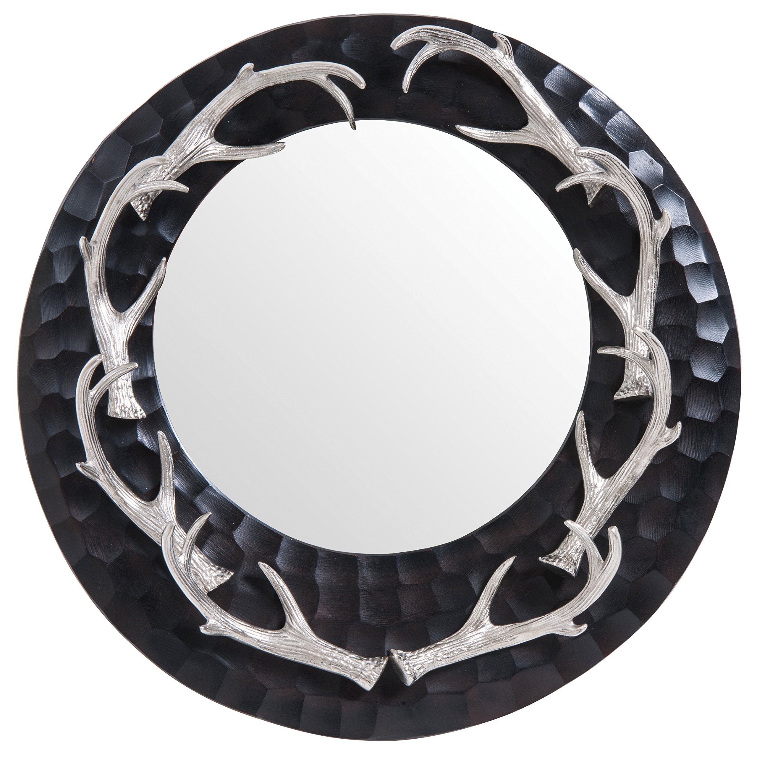 Premier Housewares Complements Wall Mirror with Antler Design, Black